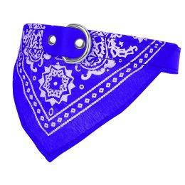 Adjustable Bandana Leather Pet Collar Triangle Scarf (Color: Blue, size: L)