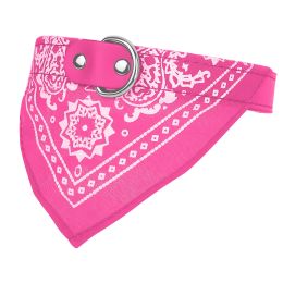 Adjustable Bandana Leather Pet Collar Triangle Scarf (Color: pink, size: L)