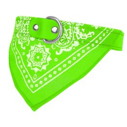 Adjustable Bandana Leather Pet Collar Triangle Scarf (Color: Green, size: L)