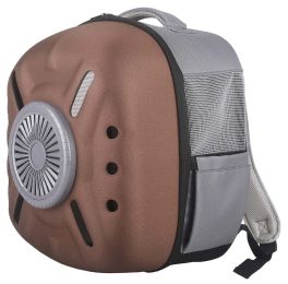 Pet Life Â® 'Armor-Vent' External USB Powered Backpack with Built-in Cooling Fan (Color: brown)