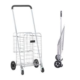 Free  shipping  Oshion Iron 1100mm Telescopic Armrest 0.8mm 16# Round Tube 30kg Silver Foldable Shopping Cart  YJ (Color: Silver)