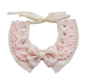 Lovely Pink Pet Collar With Pearl Bowknot Princess Dog Cat Costume Decor Accessories