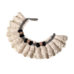 Black Bowknot Retro Lace Collars Handmade Dog Necklace Cat Neckerchief 8.2-11.2"