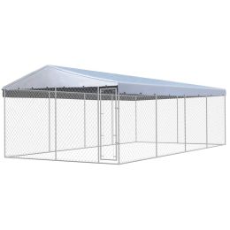 Outdoor Dog Kennel with Roof Galvanized Steel 25'x13'x7.9'