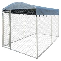Outdoor Dog Kennel with Canopy Top 13'x6'x7.9'