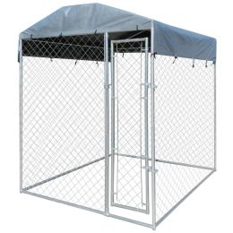 Outdoor Dog Kennel with Canopy Top 6'x6'x7.9'