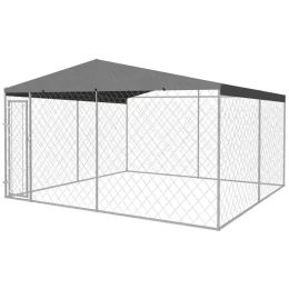 Outdoor Dog Kennel with Roof 13'x13'x7.9'