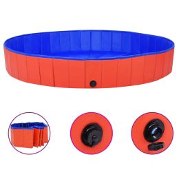 Foldable Dog Swimming Pool Red 78.7"x11.8" PVC