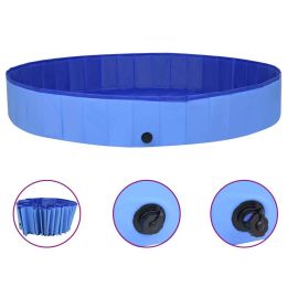 Foldable Dog Swimming Pool Blue 118.1"x15.7" PVC