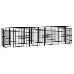 Outdoor Dog Kennel with Roof Steel 178.6 ftÂ²