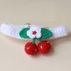 Red Pet Cat Collar Handmade Knitting Necklace Teddy Bichon Cherry Crochet Scarf Bib