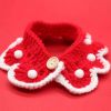 Red Handmade Pet Knitted Collar New Year Christmas Decoration Necklace Cat Dog Rabbit Crochet Cute Scarf Bib