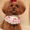 Handmade Pink Bowknot Retro Lace Collars Dog Necklace Cat Neckerchief 8.2-11.2"
