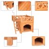 Wooden Cat Pet Home, Pet Products Insulated Cat House Small Living House Kennel with Ladder Platform Pet House Small Dog Indoor Outdoor Shelter