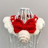 Red Handmade Knitted Cat Dog Collar Pet Crochet Silent Bell Scarf Bib Photography Prop Knotbow Necklace