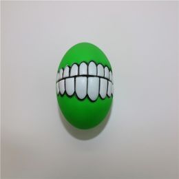 Pet Squeaky Ball Interactive Dog Chewing Toy with Funny Large Teeth Design for Aggressive Chewers Toy (Color: Green)