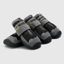 Pet Non-Skid Booties, Waterproof Socks Breathable Non-Slip with 3m Reflective Adjustable Strap Small to Large Size (4PCS/Set) Paw Protector (Color: Black, size: S)