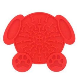 Dog Lick Mat for Anxiety Dog Lick Pad Feeder Lick Mat Wall-Mount Alternative for Slow Feeder Dog Pet Wall-Mount Lick Pad for Medium and Adult Dog (Color: Red)