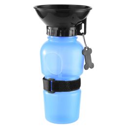 500ml Dog Water Bottle Portable Pet Water Cup BPA Free Water Dispenser Water Feeder Travel Water Drink Cup for Dog Cat (Color: Blue)
