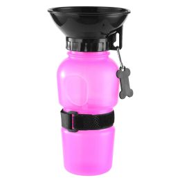 500ml Dog Water Bottle Portable Pet Water Cup BPA Free Water Dispenser Water Feeder Travel Water Drink Cup for Dog Cat (Color: pink)