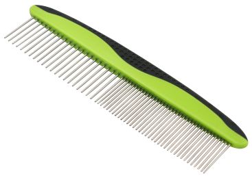 Pet Life Â® Grip Ease' Wide and Narrow Tooth Grooming Pet Comb (Color: Green)