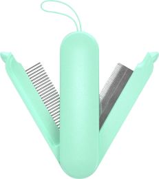 Pet Life Â® 'JOYNE' Multi-Functional 2-in-1 Swivel Travel Grooming Comb and Deshedder (Color: Green)