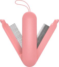 Pet Life Â® 'JOYNE' Multi-Functional 2-in-1 Swivel Travel Grooming Comb and Deshedder (Color: pink)