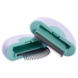 Pet Life Â® 'LYNX' 2-in-1 Travel Connecting Grooming Pet Comb and Deshedder (Color: Green, size: large)