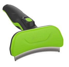 Pet Life Â® 'Fur-Guard' Easy Self-Cleaning Grooming Deshedder Pet Comb (Color: Green)