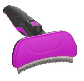 Pet Life Â® 'Fur-Guard' Easy Self-Cleaning Grooming Deshedder Pet Comb (Color: pink)