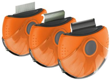 Pet Life Â® 'Axler' Triple Rotating Rake Deshedder and Dematting Grooming Pet Comb (Color: orange)
