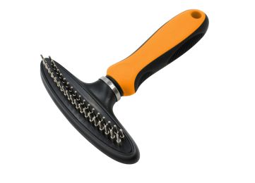 Pet Life Â® Flex Series Dual-Row Grooming Rake Pet Comb (Color: orange)