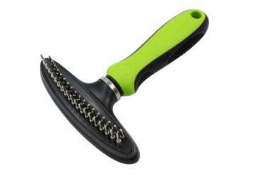 Pet Life Â® Flex Series Dual-Row Grooming Rake Pet Comb (Color: Green)