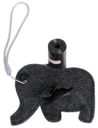 Pet Life Â® Fleece Dog Shaped Travel Waste Bag Dispenser with 2 Rolls (Color: Dark Grey)