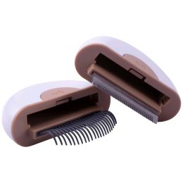Pet Life Â® 'LYNX' 2-in-1 Travel Connecting Grooming Pet Comb and Deshedder (Color: brown, size: small)