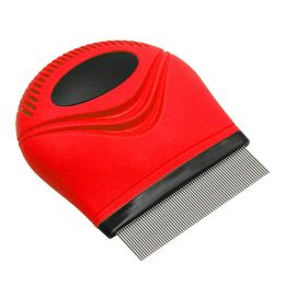 Pet Life Â® 'Grazer' Handheld Travel Grooming Cat and Dog Flea and Tick Comb (Color: Red)