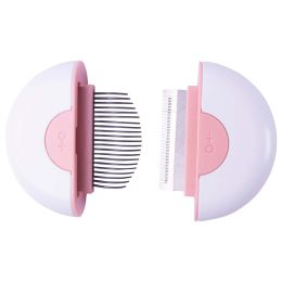 Pet Life Â® 'LYNX' 2-in-1 Travel Connecting Grooming Pet Comb and Deshedder (Color: pink, size: small)
