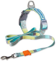 Touchdog Â® 'Trendzy' 2-in-1 Matching Fashion Designer Printed Dog Leash and Collar (Color: Blue, size: large)