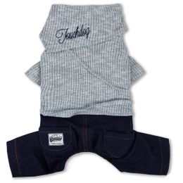 Touchdog Â® Vogue Neck-Wrap Sweater and Denim Pant Outfit (Color: Grey, size: large)