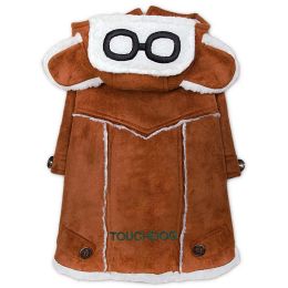 Touchdog Â® 'Tuskegee' Aero-Vintage Designer Dog Coat (Color: brown, size: large)