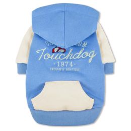 Touchdog Â® 'Heritage' Soft-Cotton Fashion Dog Hoodie (Color: Blue, size: small)