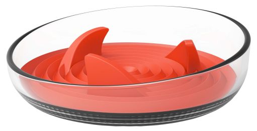 Pet Life Â® 'Cirlicue' Shark Fin Shaped Modern Slow Feeding Pet Bowl (Color: orange)