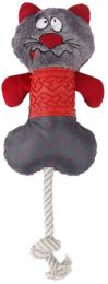Pet Life Â® 'All-in-Fun' Nylon and Rope Squeaking Rubber Rope and Plush Dog Toy (Color: Red / Grey)