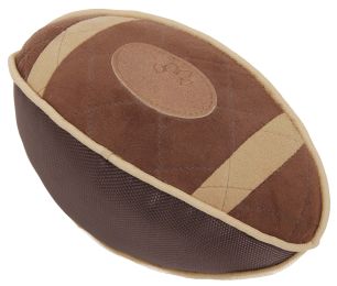 Pet Life Â® 'Pugskin' Durable Oxford Nylon and Mesh Plush Squeaky Football Dog Toy (Color: brown)