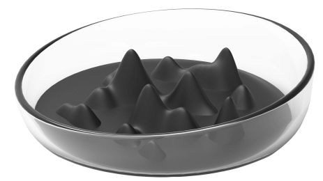 Pet Life Â® 'Cirlicue' Mountain Shaped Modern Slow Feeding Pet Bowl (Color: Black)