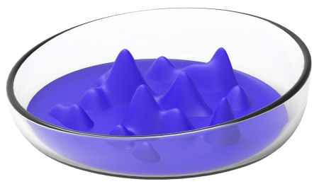 Pet Life Â® 'Cirlicue' Mountain Shaped Modern Slow Feeding Pet Bowl (Color: Blue)