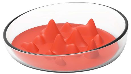 Pet Life Â® 'Cirlicue' Mountain Shaped Modern Slow Feeding Pet Bowl (Color: orange)