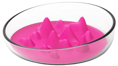 Pet Life Â® 'Cirlicue' Mountain Shaped Modern Slow Feeding Pet Bowl (Color: pink)