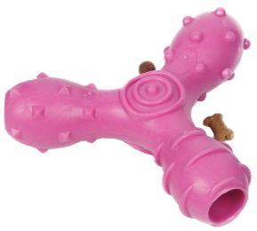 Pet Life Â® 'Tri-Chew' Treat Dispensing and Chewing Interactive TPR Dog Toy (Color: pink)