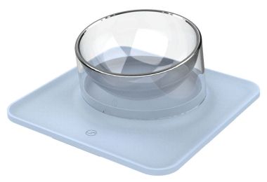 Pet Life Â® 'Surface' Anti-Skid and Anti-Spill Curved and Clear Removable Pet Bowl (Color: Blue)
